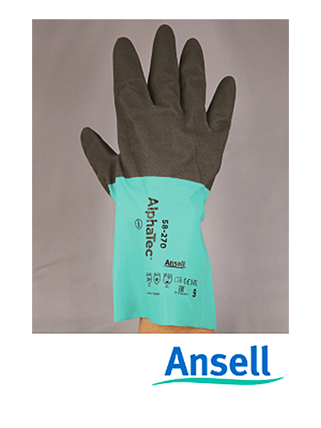 化学防護手袋［アンセル（Ansell）58-270］ コード：15006-21・15006-22・15006-23・15006-24・15006-25・15006-26・15006-27・15006-28 型式：58-270